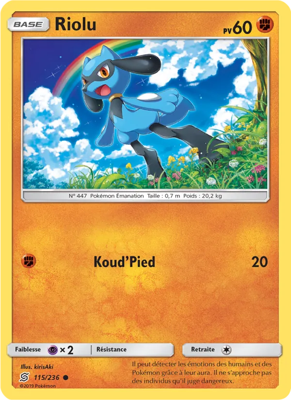 Carte Pokémon Riolu 115/236 de l'extension Harmonie des Esprits