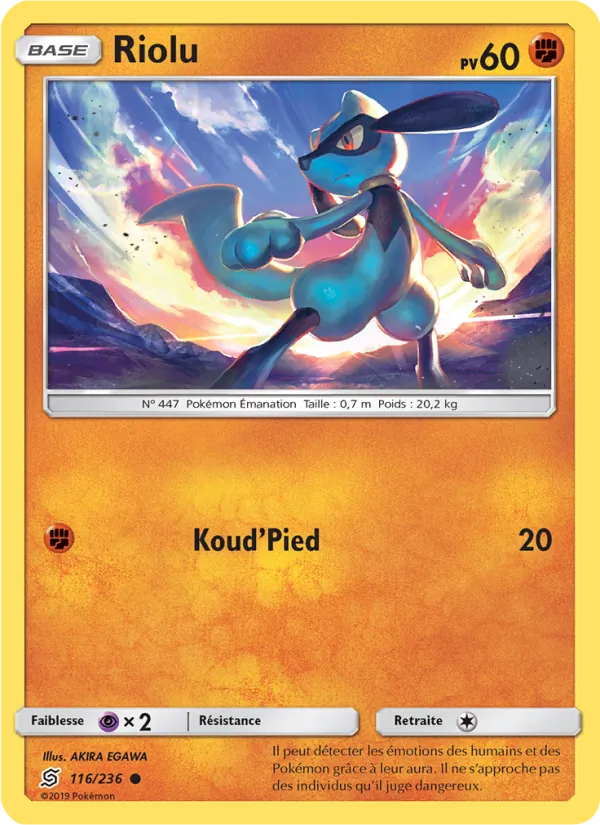 Carte Pokémon Riolu 116/236 de l'extension Harmonie des Esprits