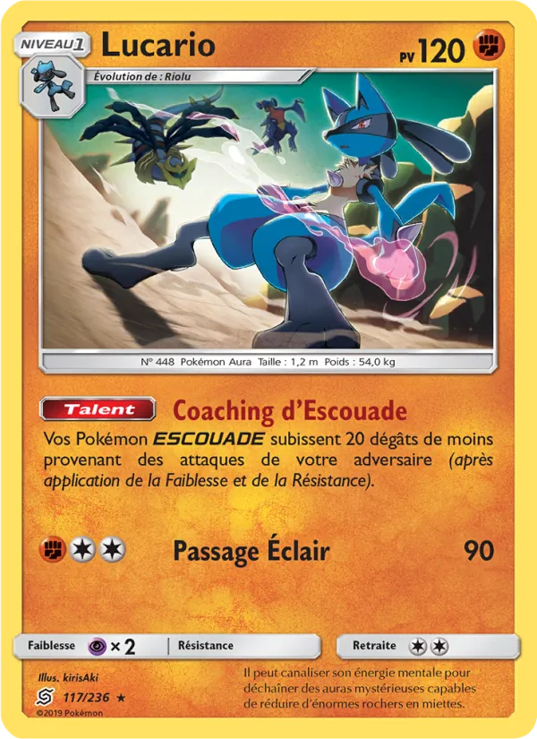 Carte Pokémon Lucario 117/236 de l'extension Harmonie des Esprits