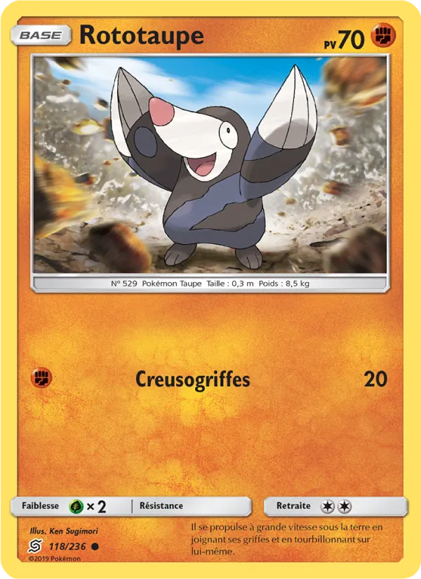 Carte Pokémon Rototaupe 118/236 de l'extension Harmonie des Esprits