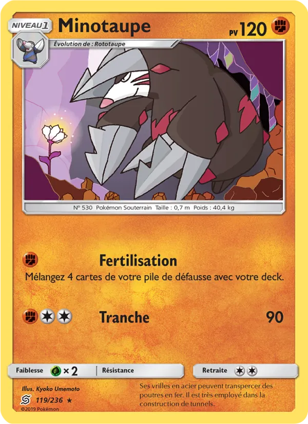 Carte Pokémon Minotaupe 119/236 de l'extension Harmonie des Esprits