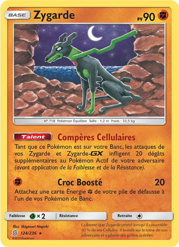 Carte Pokémon Zygarde 124/236 de l'extension Harmonie des Esprits