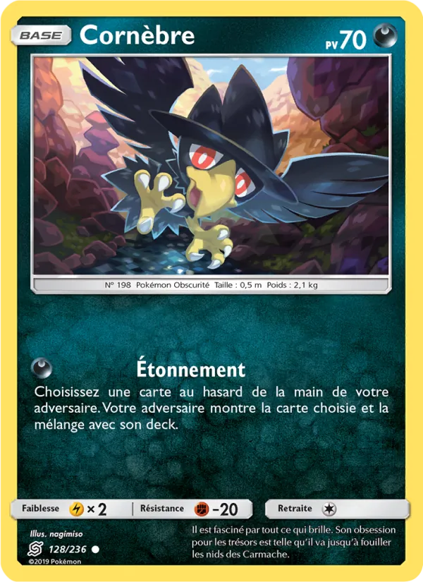 Carte Pokémon Cornèbre 128/236 de l'extension Harmonie des Esprits