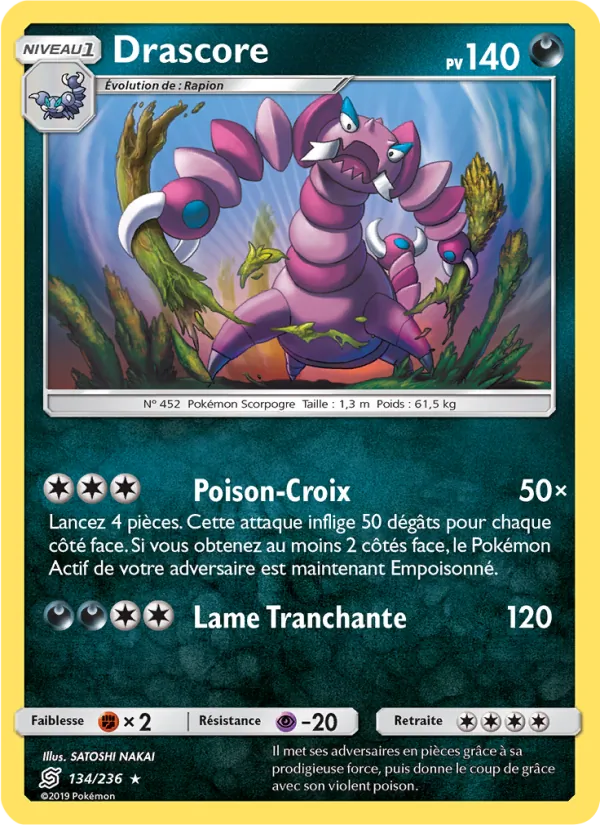 Carte Pokémon Drascore 134/236 de l'extension Harmonie des Esprits