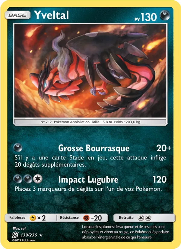 Carte Pokémon Yveltal 139/236 de l'extension Harmonie des Esprits