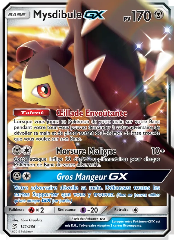 Carte Pokémon Mysdibule GX 141/236 de l'extension Harmonie des Esprits