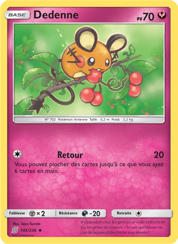 Carte Pokémon Dedenne 145/236 de l'extension Harmonie des Esprits