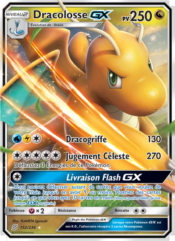 Carte Pokémon Dracolosse GX 152/236 de l'extension Harmonie des Esprits