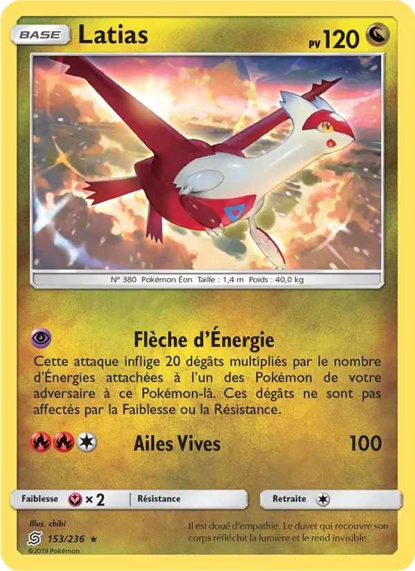Carte Pokémon Latias 153/236 de l'extension Harmonie des Esprits