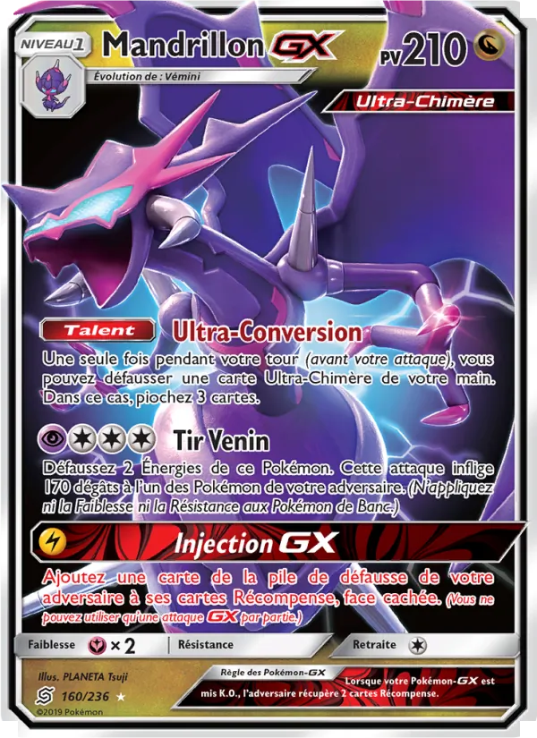 Carte Pokémon Mandrillon GX 160/236 de l'extension Harmonie des Esprits