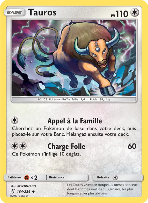 Carte Pokémon Tauros 164/236 de l'extension Harmonie des Esprits