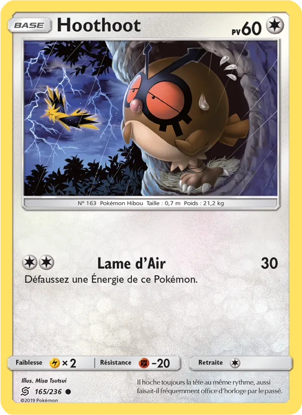 Carte Pokémon Hoothoot 165/236 de l'extension Harmonie des Esprits