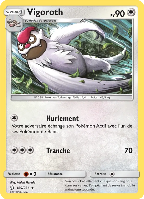Carte Pokémon Vigoroth 169/236 de l'extension Harmonie des Esprits