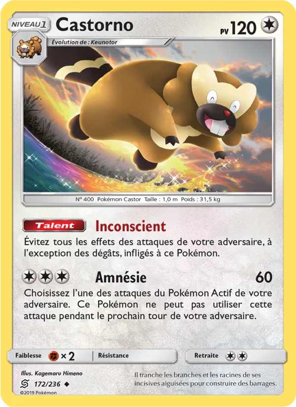 Carte Pokémon Castorno 172/236 de l'extension Harmonie des Esprits
