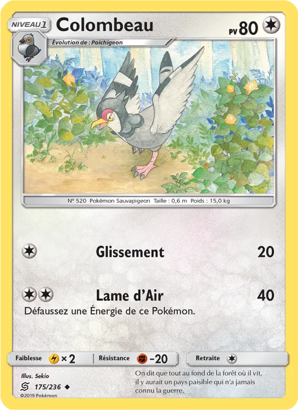 Carte Pokémon Colombeau 175/236 de l'extension Harmonie des Esprits