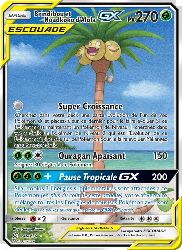 Carte Pokémon Brindibou et Noadkoko d’Alola GX 215/236 de l'extension Harmonie des Esprits