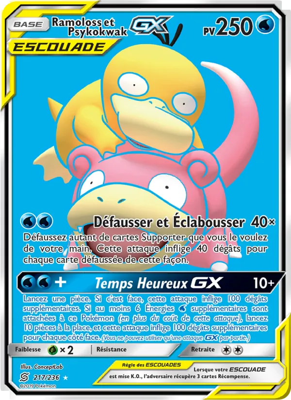 Carte Pokémon Ramoloss et Psykokwak GX 217/236 de l'extension Harmonie des Esprits