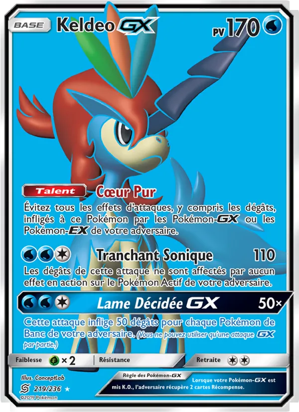 Carte Pokémon Keldeo GX 219/236 de l'extension Harmonie des Esprits