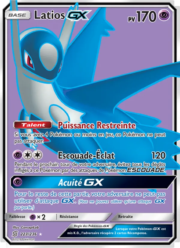 Carte Pokémon Latios GX 223/236 de l'extension Harmonie des Esprits