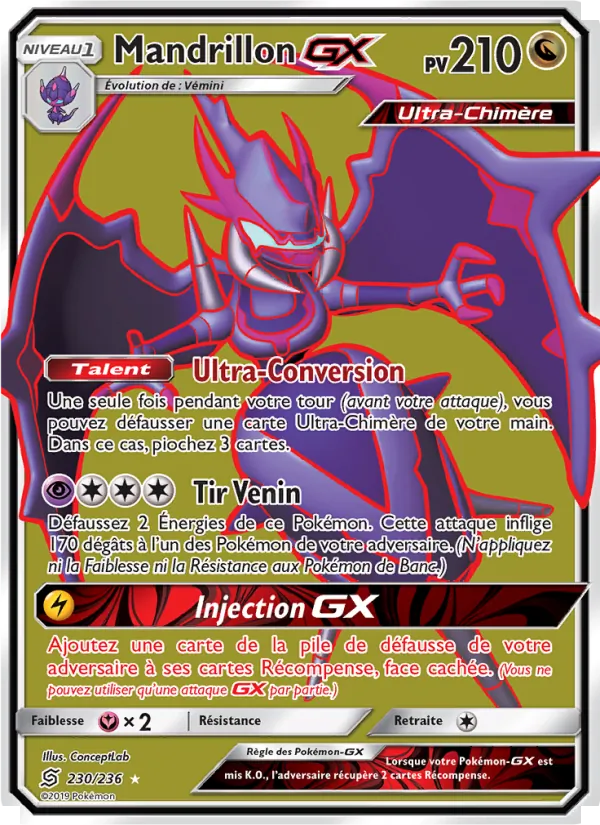 Carte Pokémon Mandrillon GX 230/236 de l'extension Harmonie des Esprits