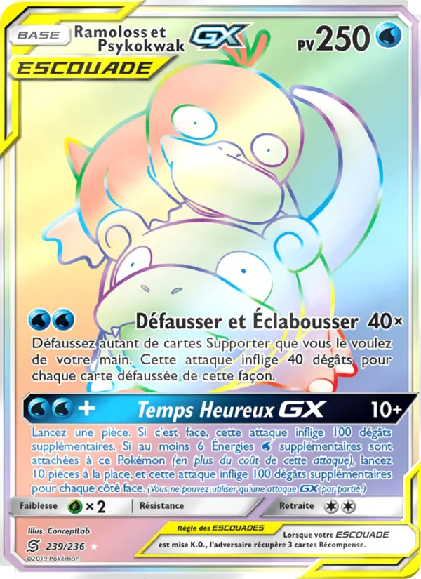 Carte Pokémon Ramoloss et Psykokwak GX 239/236 de l'extension Harmonie des Esprits