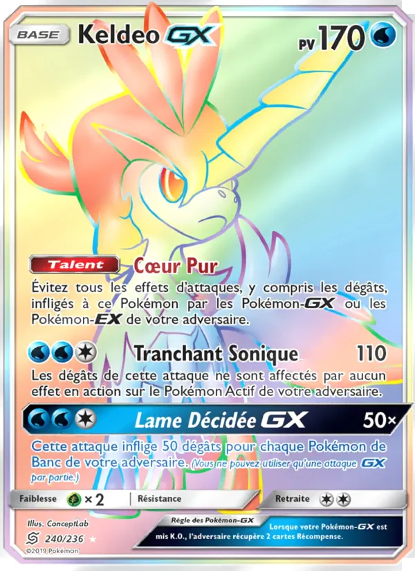 Carte Pokémon Keldeo GX 240/236 de l'extension Harmonie des Esprits