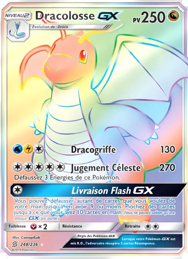 Carte Pokémon Dracolosse GX 248/236 de l'extension Harmonie des Esprits