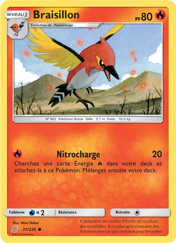 Carte Pokémon Braisillon 31/236 de l'extension Harmonie des Esprits