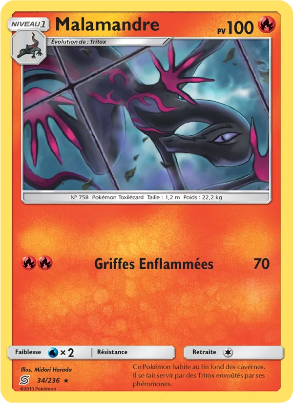 Carte Pokémon Malamandre 34/236 de l'extension Harmonie des Esprits