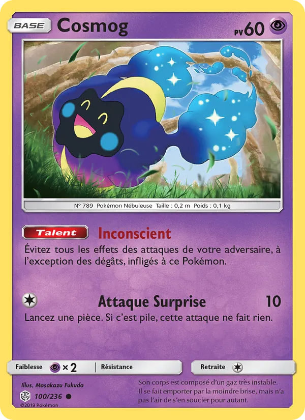 Carte Pokémon Cosmog 100/236 de l'extension Éclipse Cosmique
