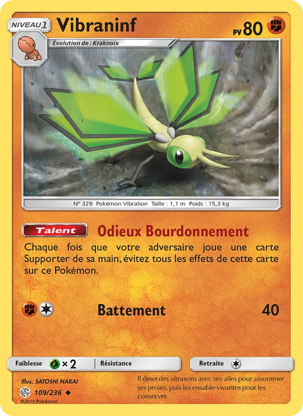 Carte Pokémon Vibraninf 109/236 de l'extension Éclipse Cosmique