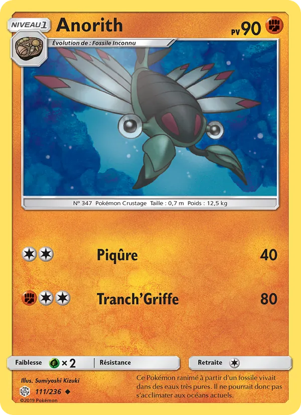 Carte Pokémon Anorith 111/236 de l'extension Éclipse Cosmique