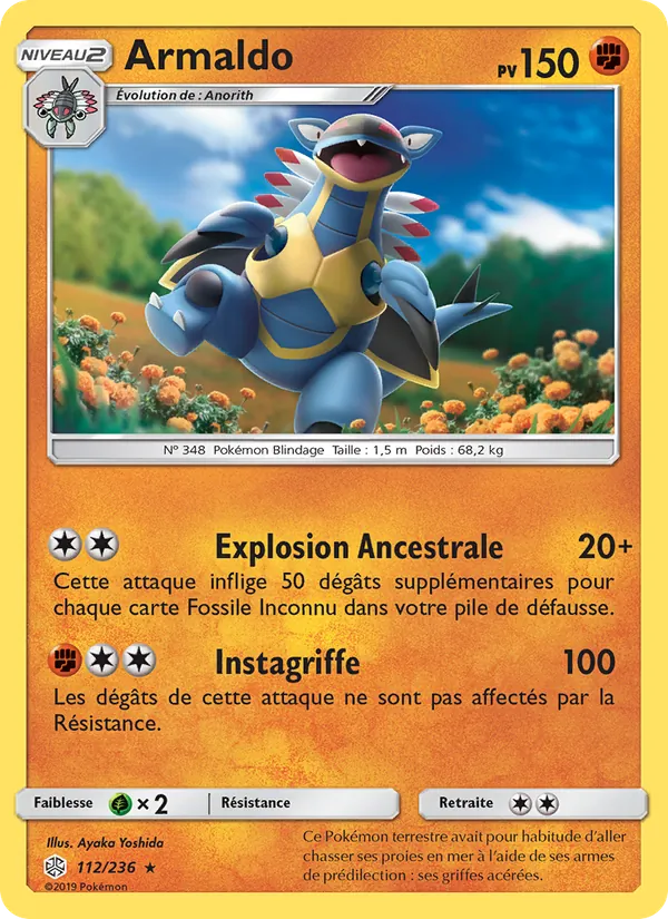 Carte Pokémon Armaldo 112/236 de l'extension Éclipse Cosmique