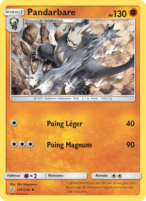 Carte Pokémon Pandarbare 120/236 de l'extension Éclipse Cosmique