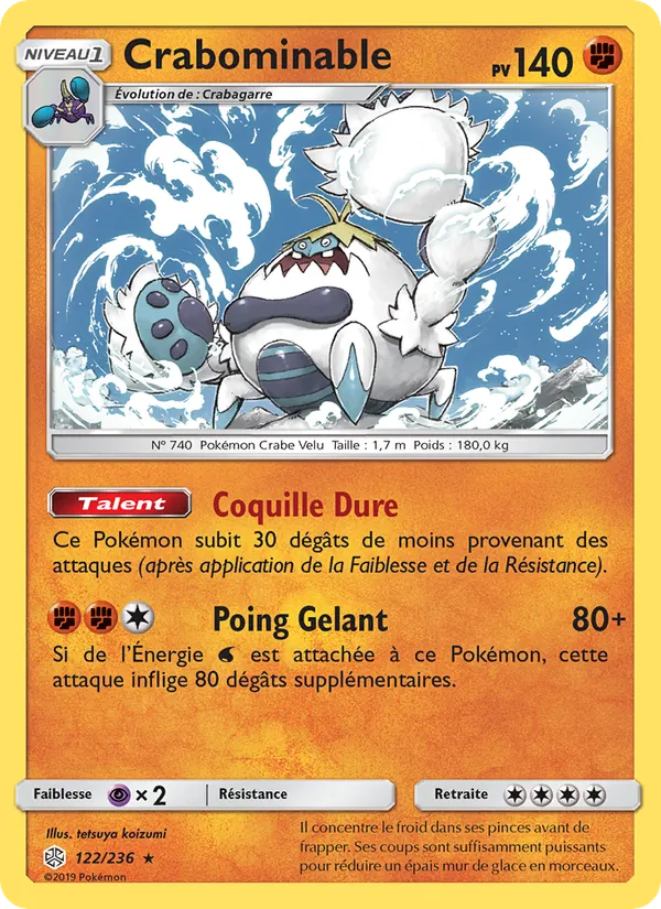 Carte Pokémon Crabominable 122/236 de l'extension Éclipse Cosmique