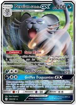 Carte Pokémon Persian d’Alola GX 129