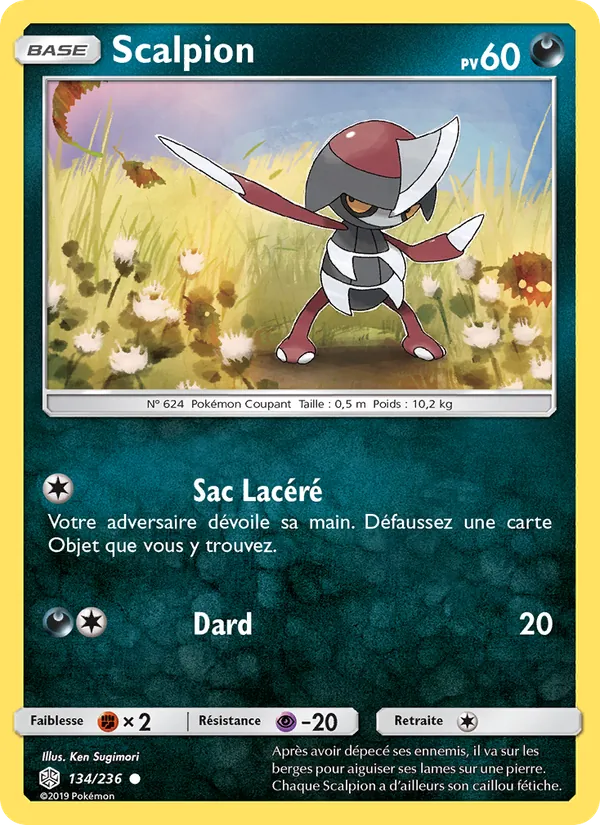 Carte Pokémon Scalpion 134/236 de l'extension Éclipse Cosmique