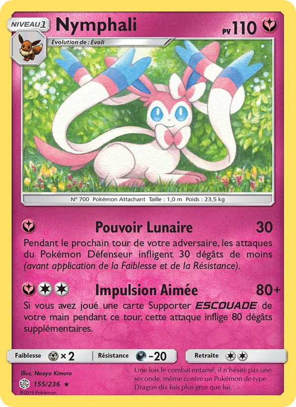 Carte Pokémon Nymphali 155/236 de l'extension Éclipse Cosmique