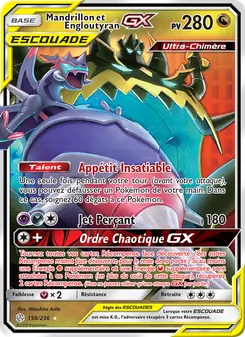 Carte Pokémon Mandrillon et Engloutyran GX 158