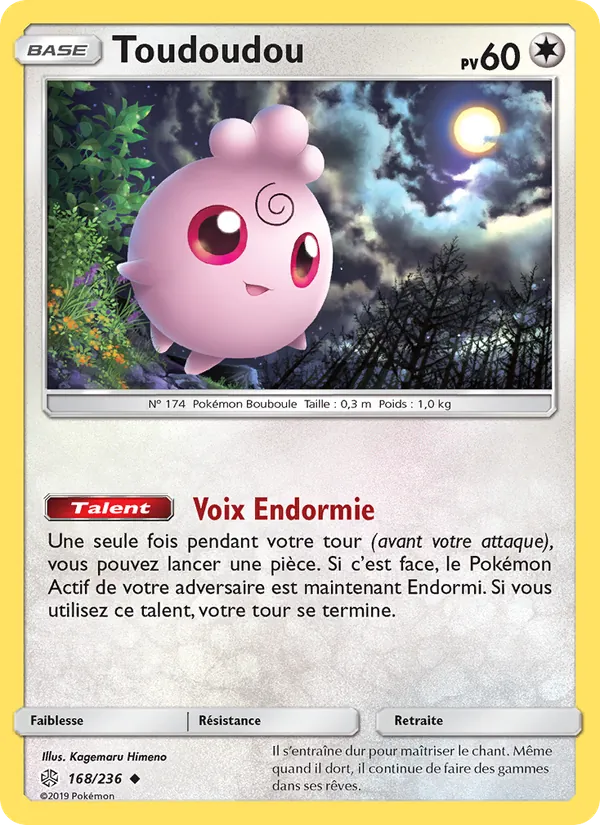 Carte Pokémon Toudoudou 168/236 de l'extension Éclipse Cosmique
