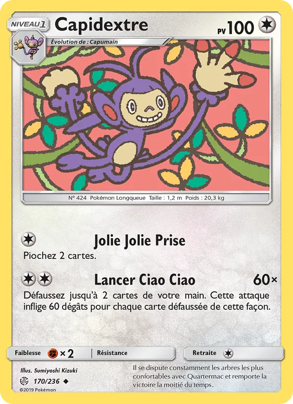 Carte Pokémon Capidextre 170/236 de l'extension Éclipse Cosmique