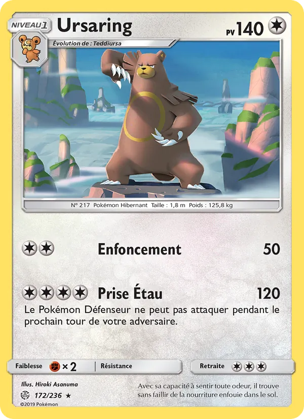 Carte Pokémon Ursaring 172/236 de l'extension Éclipse Cosmique