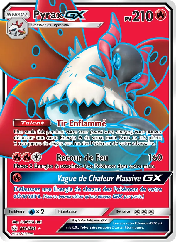 Carte Pokémon Pyrax GX 213/236 de l'extension Éclipse Cosmique