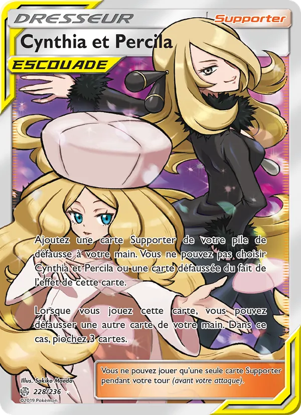 Carte Pokémon Cynthia et Percila 228/236 de l'extension Éclipse Cosmique