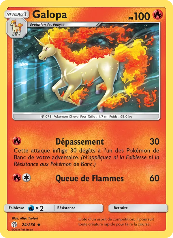 Carte Pokémon Galopa 24/236 de l'extension Éclipse Cosmique