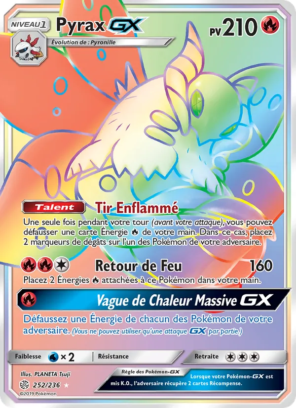 Carte Pokémon Pyrax GX 252/236 de l'extension Éclipse Cosmique