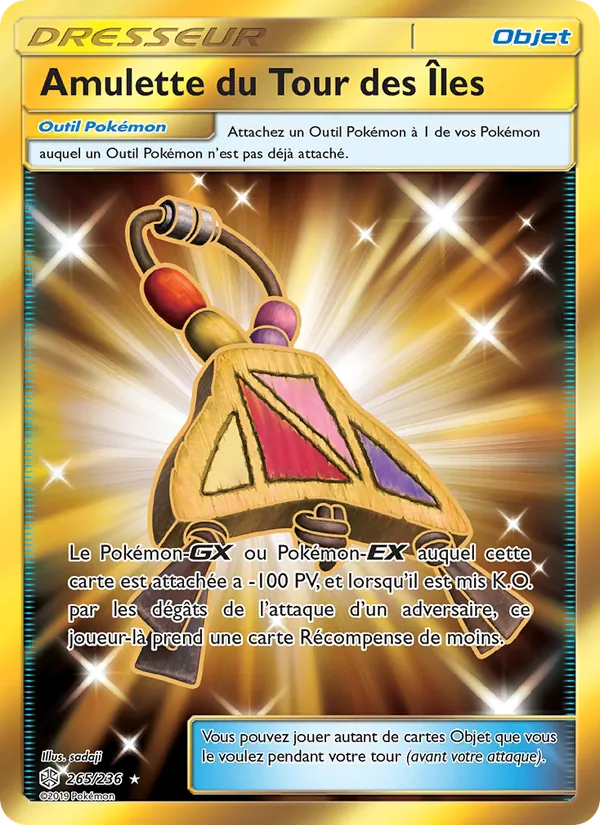 Carte Pokémon Amulette du Tour des Îles 265/236 de l'extension Éclipse Cosmique
