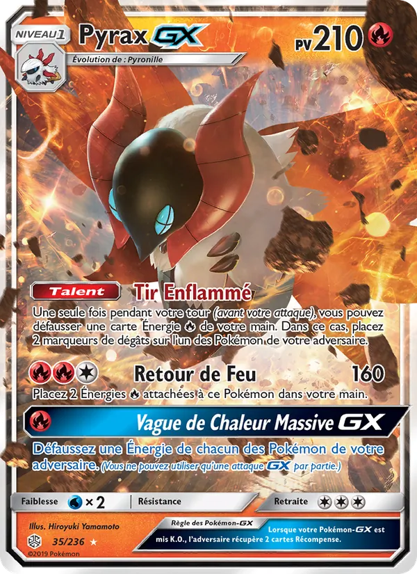Carte Pokémon Pyrax GX 35/236 de l'extension Éclipse Cosmique