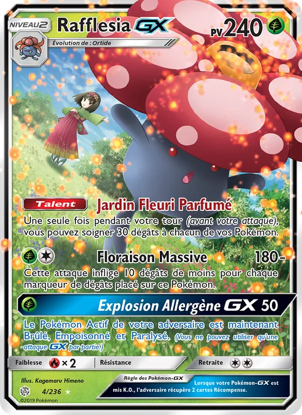 Carte Pokémon Rafflesia GX 4/236 de l'extension Éclipse Cosmique