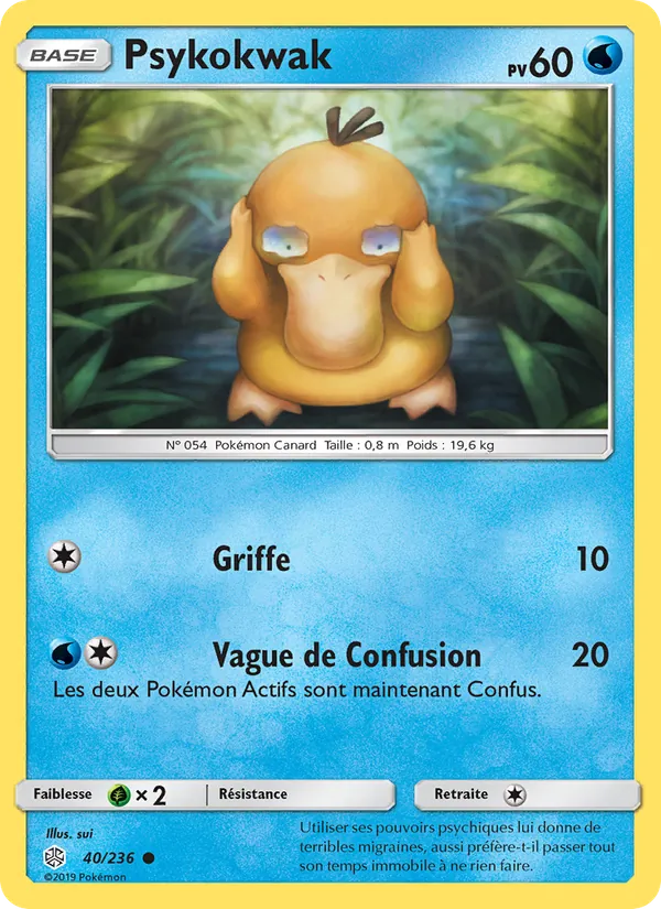Carte Pokémon Psykokwak 40/236 de l'extension Éclipse Cosmique